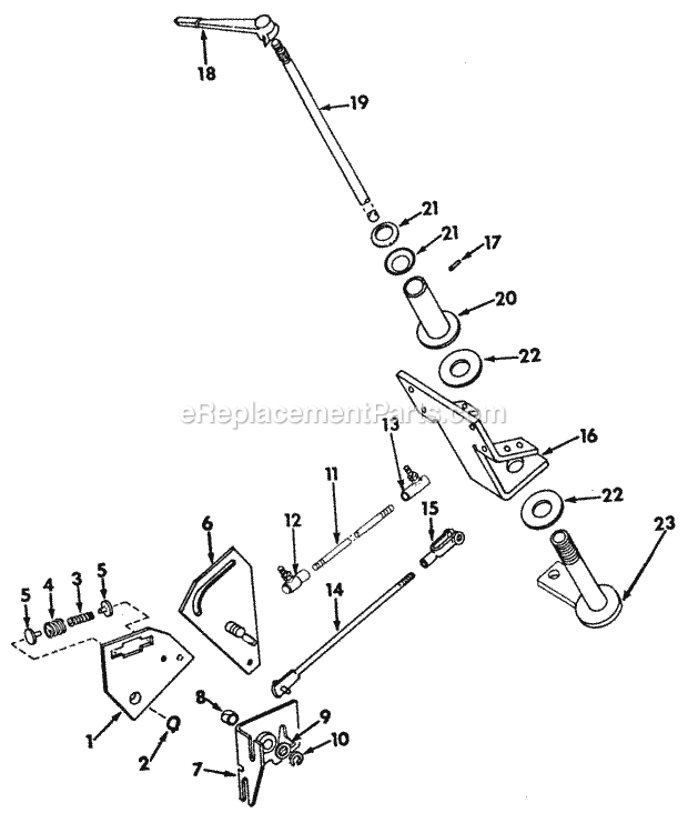 Transmission Controls Diagram and Parts List for 127 2050040U Cub Cadet Lawn Tractor